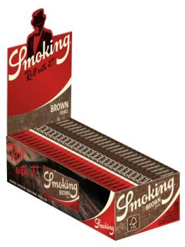 Preview: Smoking Brown Double Window – ungebleichte Regular-Papers 69×37 mm, 120 Blättchen, Slow-Burn & pflanzliche Gummierung