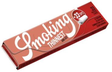 Smoking Thinnest King Size + Tips – ultradünne Longpapers 108×44 mm mit 33 Blättchen & 33 Filtertips, Slow-Burn & pflanzliche Gummierung