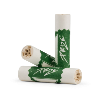 Preview: PURIZE Regular 9 mm – 50 weiße Aktivkohlefilter im Beutel mit beidseitigen Keramikkappen und Kokos-Aktivkohle (Made in Germany)