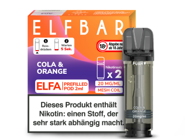 Elfbar ELFA Pods Cola & Orange – 2×2 ml 20 mg vorgefüllte Pods für ELFA Basisgerät