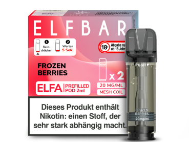 ELFBAR ELFA Pods Frozen Berries im 2er Pack mit 2×2 ml und 20 mg/ml Nikotinsalz, fruchtiger Beerenmix mit Ice für das ELFA Basisgerät.
