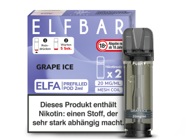 Elfbar ELFA Pods Grape Ice – 2×2 ml 20 mg vorgefüllte Pods für ELFA Geräte