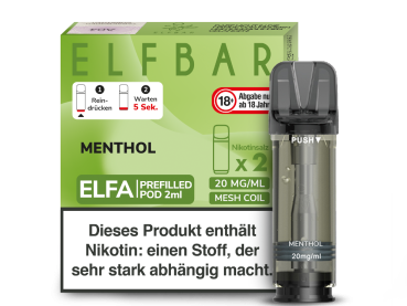 Elfbar ELFA Pods Menthol – 2×2 ml 20 mg vorgefüllte Pods für ELFA Geräte