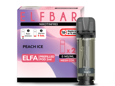 Elfbar ELFA Pods Peach Ice nikotinfrei – 2×2 ml 0 mg vorgefüllte Pods für ELFA Basisgerät