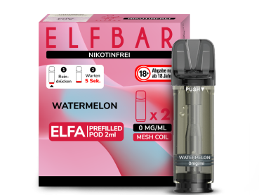Elfbar ELFA Pods Watermelon nikotinfrei – 2×2 ml 0 mg vorgefüllte Pods für ELFA Geräte