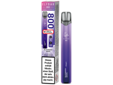 Elfbar 800 Blackberry Grape Einweg Vape mit Brombeere-Traube Geschmack, 2 ml Nikotinsalz und Turbo-Knopf