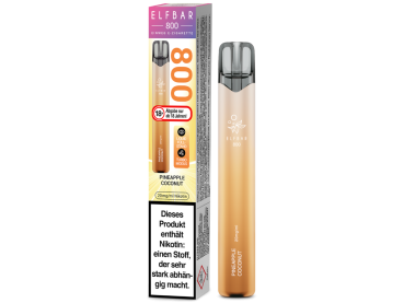 Elfbar 800 Pineapple Coconut Einweg Vape mit tropischem Ananas-Kokos Geschmack, 2 ml Nikotinsalz und Turbo-Modus