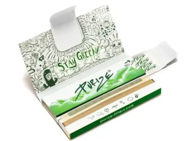 PURIZE Papers’n’Tips – 12er Display mit je 32 King Size Slim Papers und 16 XTRA Slim Aktivkohlefiltern (Ø6×27), ultrafein 14,5 g/m², plastikfrei verpackt