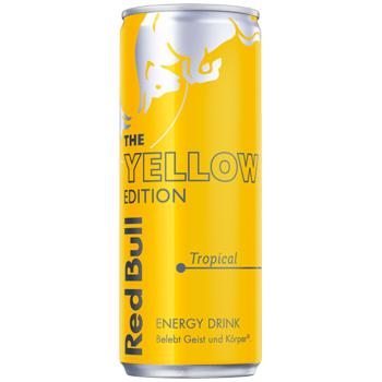 Red Bull Yellow Edition Tropical 0,25-l-Einwegdose – tropische Früchte, 80 mg Koffein und 27 g Zucker pro Dose, zzgl. 0,25 € Dosenpfand.
