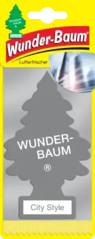 Wunderbaum City Style Original Duftbaum zum Aufhängen in Baumform mit urban-würzigem Duft fürs Auto und Zuhause - Mit Verpackung