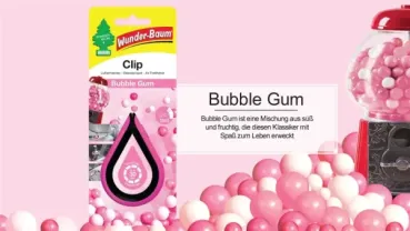 Preview: Wunderbaum Clip Bubble Gum Duftclip zum Anclipsen mit süßem Kaugummi-Duft für Auto und kleine Räume - Beschreibung