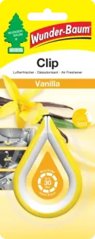 Wunderbaum Clip Vanilla Duftclip zum Anclipsen mit warmem Vanilleduft für Auto und kleine Räume - Mit Verpackung