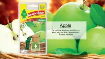 Preview: Wunderbaum Duftflakon Apple 4,5 ml, Flüssig-Lufterfrischer im Flakon mit Apfelduft und Kordelzug zum Aufhängen - Beschreibung