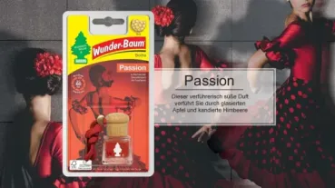 Preview: Wunderbaum Duftflakon Passion 4,5 ml Flüssig-Lufterfrischer im Flakon mit Kordelzug zum Aufhängen fürs Auto - Beschreibung