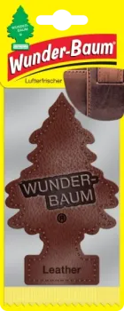 Wunderbaum Echtleder Original Duftbaum zum Aufhängen mit Lederduft sowie Zedernholz- und Moschusnote - Mit Verpackung