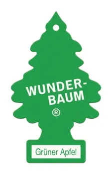Preview: Wunderbaum Grüner Apfel Original Duftbaum zum Aufhängen in Baumform mit fruchtig-frischem Apfelduft für Auto und Zuhause - Ohne Verpackung