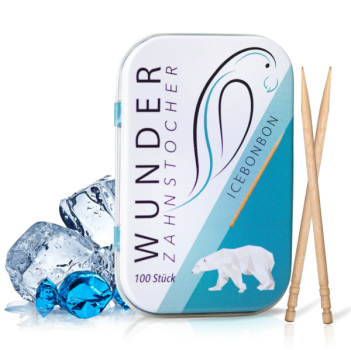 Wunder Zahnstocher Ice BonBon (Eisbonbon) in der Dose mit 100 Stück – aromatisierte Zahnstocher mit frischem Ice-BonBon-Geschmack.