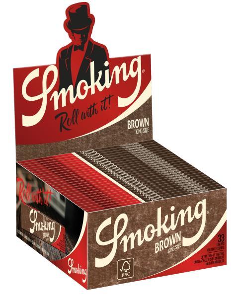 Smoking Brown King Size – ungebleichte Longpapers 108×44 mm, ca. 13 g/m², 33 Blättchen