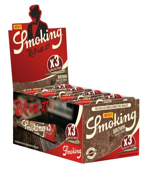 Smoking Brown King Size Cones – ungebleichtes 3er Spiralpack mit vorgerollten Cones & integriertem Tip