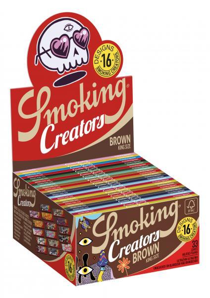 Smoking Brown Creators King Size – ungebleichte Longpapers 108×44 mm, ca. 13 g/m², 33 Blättchen (Sonderedition)