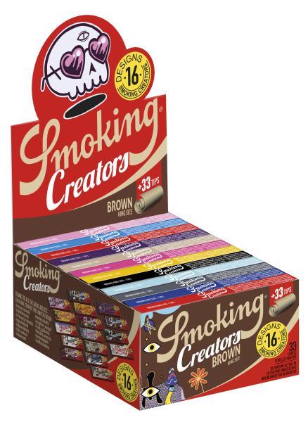 Smoking Brown Creators King Size + Tips – ungebleichte Longpapers 108×44 mm mit 33 Blättchen & 33 Filtertips (Sonderedition)