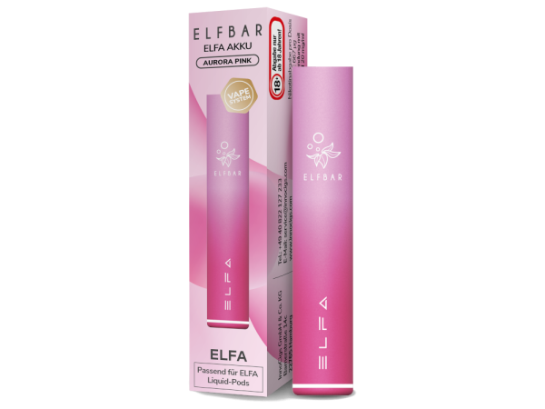 ELFA Akku Aurora-Pink – Elfbar Basisgerät mit 500 mAh und USB-C