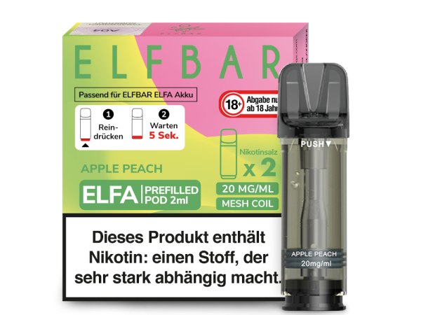 ELFA Pod Apple Peach – 2 vorbefüllte Pods à 2 ml (20 mg) mit Mesh-Coil