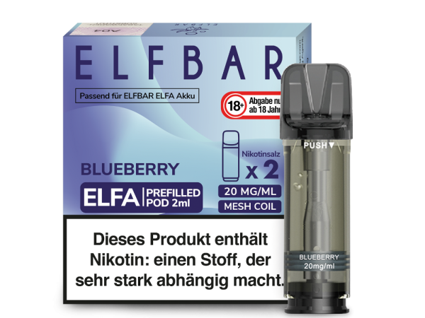 ELFA Pods Blueberry – 2 vorbefüllte Pods à 2 ml (20 mg) mit Mesh-Coil