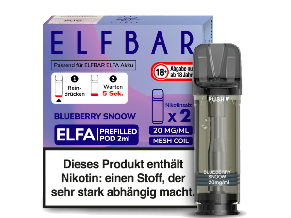 ELFA Pods Blueberry Snow – 2 vorbefüllte Pods à 2 ml (20 mg) mit Mesh-Coil