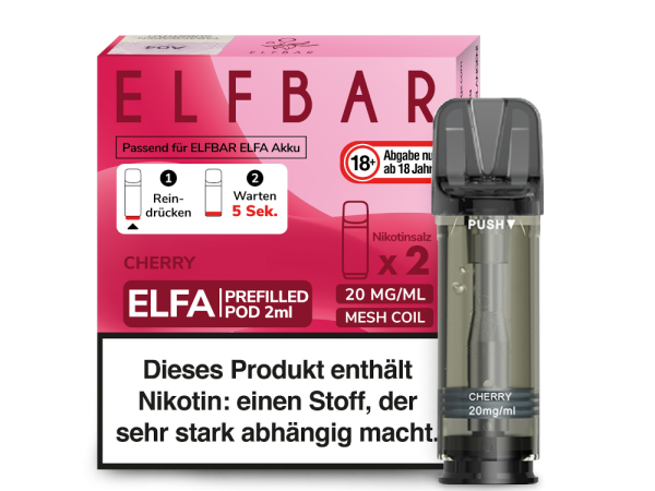 ELFA Pods Cherry – 2 vorbefüllte Pods à 2 ml (20 mg) mit Mesh-Coil