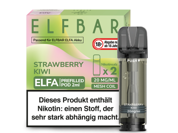 Elfbar ELFA Pods Strawberry Kiwi – 2×2 ml 20 mg vorgefüllte Pods für ELFA Geräte
