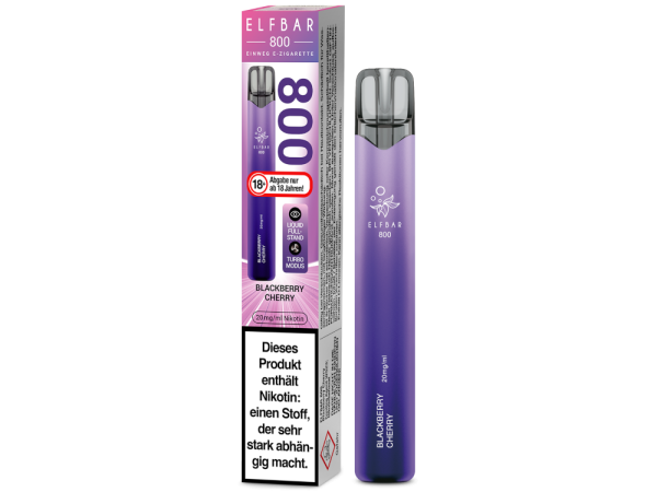 Elfbar 800 Blackberry Cherry Einweg Vape mit Brombeere-Kirsche Geschmack, 2 ml Nikotinsalz (20 mg/ml) und Turbo-Modus