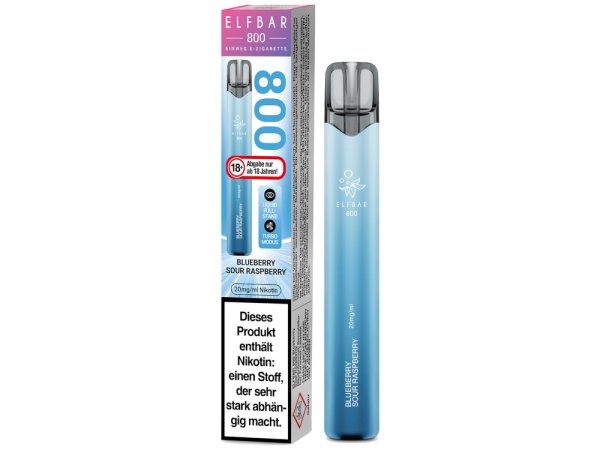 Elfbar 800 Blueberry Sour Raspberry – Einweg E-Zigarette mit 2 ml, 20 mg und bis zu 800 Zügen
