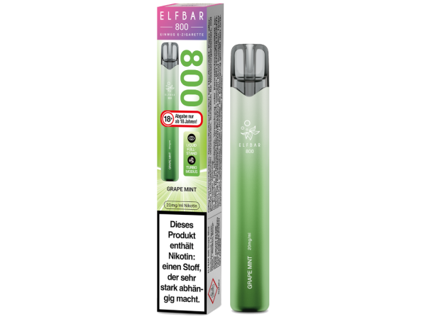 Elfbar 800 Grape Mint – Einweg E-Zigarette mit 2 ml, 20 mg und bis zu 800 Zügen bei Emma Trade