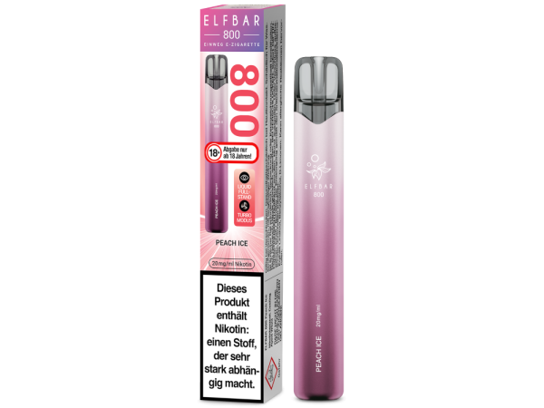 Elfbar 800 Peach Ice Einweg Vape mit Pfirsichgeschmack und Ice-Note, 2 ml Nikotinsalz und bis zu 800 Zügen