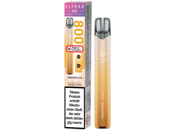 Elfbar 800 Pineapple Ice – Einweg E-Zigarette mit 2 ml, 20 mg und bis zu 800 Zügen bei Emma Trade