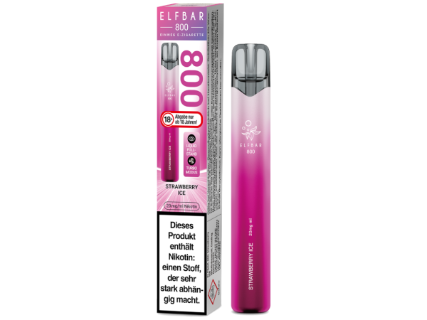 Elfbar 800 Strawberry Ice – Einweg E-Zigarette mit 2 ml, 20 mg und bis zu 800 Zügen bei Emma Trade