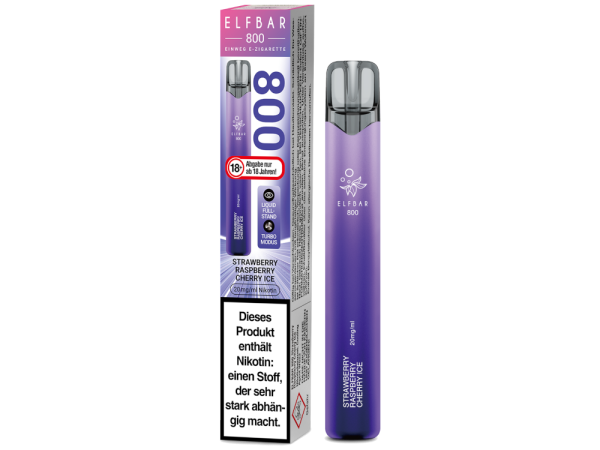 Elfbar 800 Strawberry Raspberry Cherry Ice – Einweg E-Zigarette mit 2 ml, 20 mg und bis zu 800 Zügen bei Emma Trade