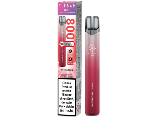 Elfbar 800 Watermelon – Einweg E-Zigarette mit 2 ml, 20 mg und bis zu 800 Zügen bei Emma Trade