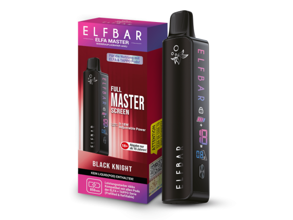 ELFA Master Akku Schwarz – Elfbar Basisgerät mit 850 mAh, Display und USB-C