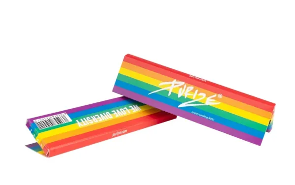 PURIZE Rainbow King Size Slim Papers – farbige Longpapers 44×108 mm, ultrafein (ca. 14,5 g/m²) mit natürlicher Gummierung und Slow-Burn