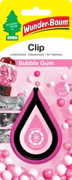 Wunderbaum Clip Bubble Gum Duftclip zum Anclipsen mit süßem Kaugummi-Duft für Auto und kleine Räume - Mit Verpackung