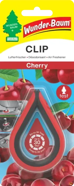 Wunderbaum Clip Cherry Duftclip zum Anclipsen mit fruchtigem Kirschduft für Auto und kleine Räume - Mit Verpackung
