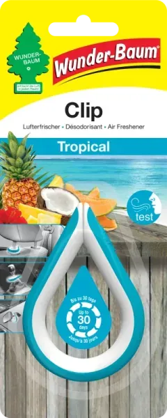 Wunderbaum Clip Tropical Duftclip zum Anclipsen mit tropisch-fruchtigem Duft für Auto und kleine Räume - Mit Verpackung