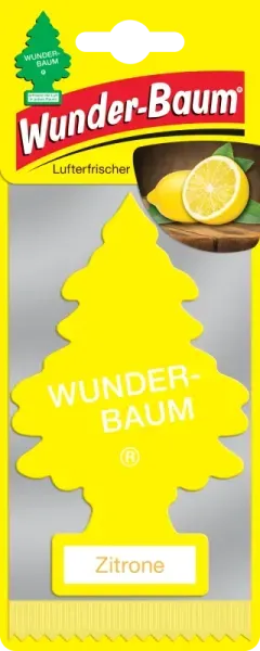 Wunderbaum Zitrone Original Duftbaum zum Aufhängen in Baumform mit frischem Zitronenduft für Auto und Zuhause - Mit Verpackung